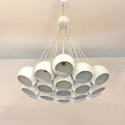 Mid-Century Modern Italian White 19 Lights Chandelier with Cluster Structure, 1970s-GDD-1097159