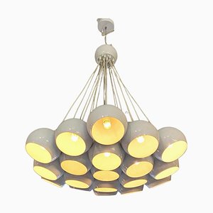 Mid-Century Modern Italian White 19 Lights Chandelier with Cluster Structure, 1970s-GDD-1097159