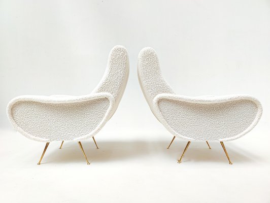 Mid-Century Modern Italian White Boucle Armchairs, 1950s, Set of 2-FGA-1346610