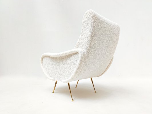 Mid-Century Modern Italian White Boucle Armchairs, 1950s, Set of 2-FGA-1346610