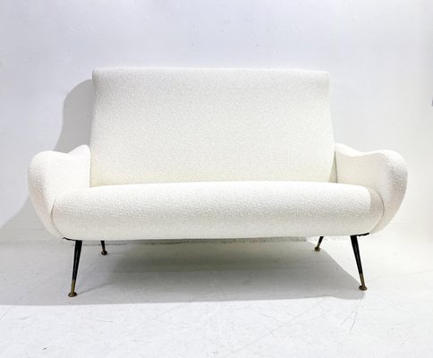 Mid-Century Modern Italian White Fabric Sofa, 1950s-FGA-1450463