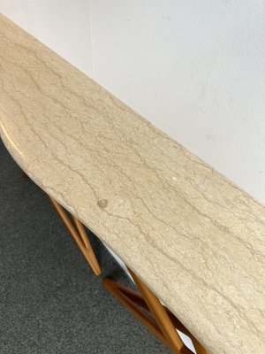 Mid-Century Modern Italian Wood and Marble Wave Console Table, 1980s-FUE-1758442