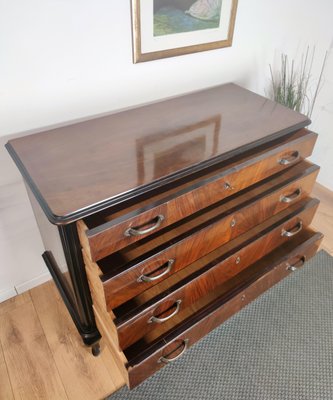 Mid-Century Modern Italian Wood & Brass Chest of 4 Drawers-EUP-1106066