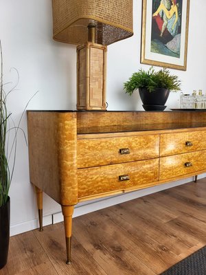 Mid-Century Modern Italian Wood, Glass & Brass Sideboard by Paolo Buffa, 1950s-EUP-1384975