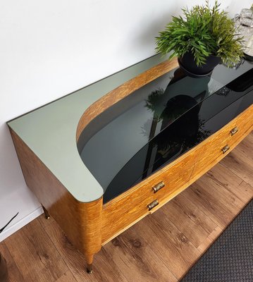 Mid-Century Modern Italian Wood, Glass & Brass Sideboard by Paolo Buffa, 1950s-EUP-1384975