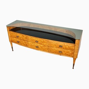 Mid-Century Modern Italian Wood, Glass & Brass Sideboard by Paolo Buffa, 1950s-EUP-1384975