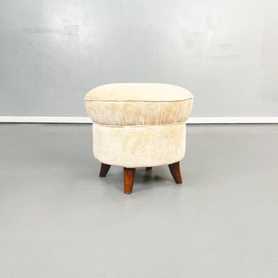 Mid-Century Modern Italian Wooden 51 Poufs in Beige Fabric, 1960s, Set of 3-GDD-1325529