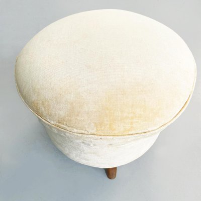 Mid-Century Modern Italian Wooden 51 Poufs in Beige Fabric, 1960s, Set of 3-GDD-1325529