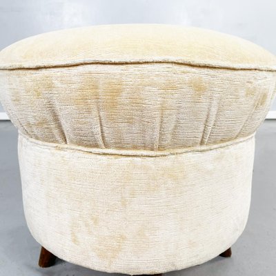 Mid-Century Modern Italian Wooden 51 Poufs in Beige Fabric, 1960s, Set of 3-GDD-1325529