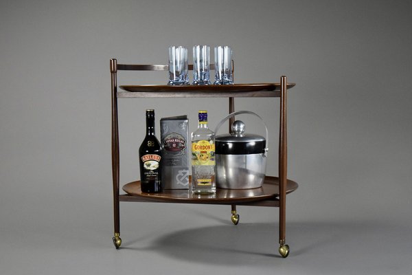 Mid-Century Modern Italian Wooden Two Tier Serving Cart-IEI-1153865