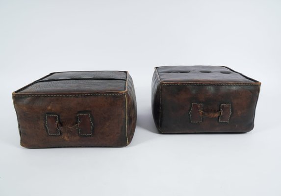 Mid-Century Modern Leather Handmade Neck Poufs, 1960s, Set of 2-KQB-1415032