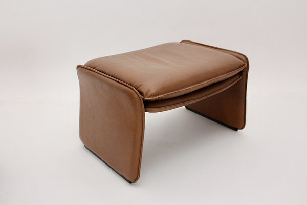 Mid-Century Modern Leather Lounge Chairs with Ottomans, Italy, 1960s, Set of 4-NB-1346023