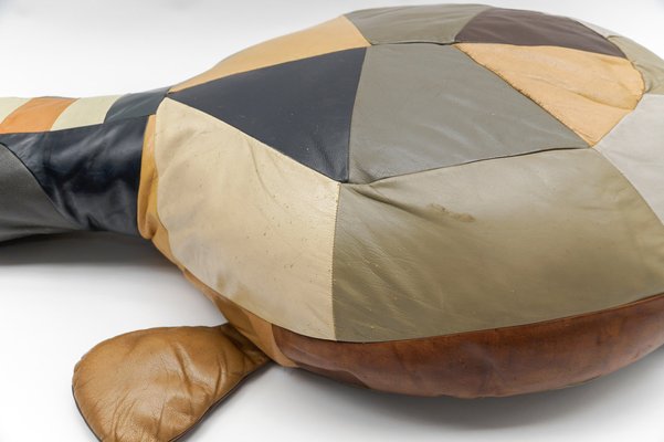 Mid-Century Modern Leather Turtle Poufs, Switzerland, 1960s, Set of 3-KQB-1810999