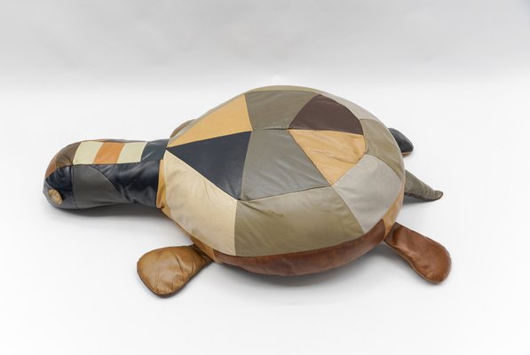 Mid-Century Modern Leather Turtle Poufs, Switzerland, 1960s, Set of 3-KQB-1810999