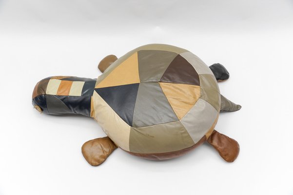 Mid-Century Modern Leather Turtle Poufs, Switzerland, 1960s, Set of 3-KQB-1810999