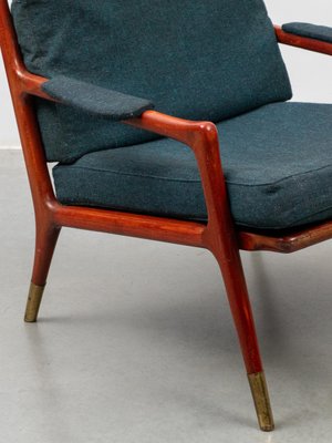 Mid-Century Modern Lounge Chairs in Walnut and Brass, Denmark, 1960s, Set of 2-KL-2028628