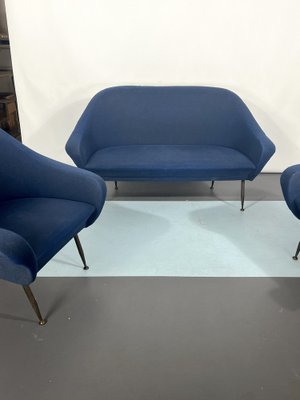 Mid-Century Modern Loveseat and Armchairs by Gastone Rinaldi, 1950s, Set of 3-OT-1239098