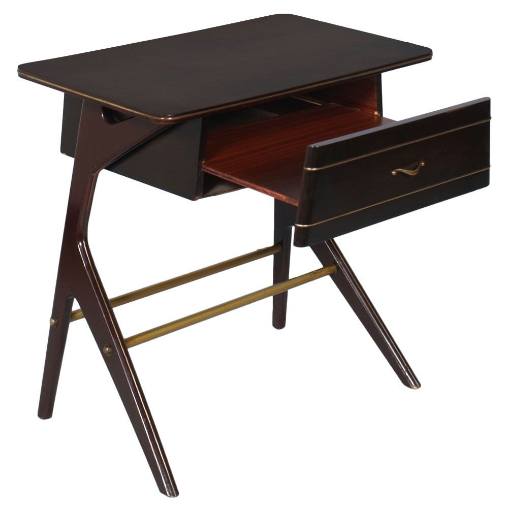 Mid-Century Modern Mahogany Console with Drawer by Cesare Lacca