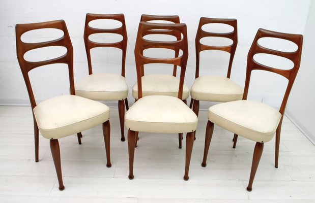 Mid-Century Modern Mahogany Dining Chairs by Vittorio Dassi, 1950s, Set of 6-FER-743041