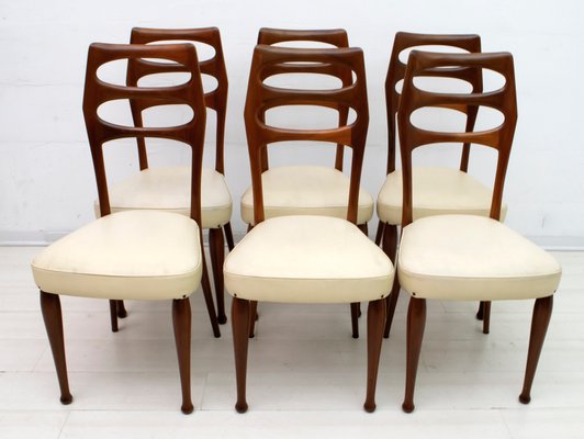 Mid-Century Modern Mahogany Dining Chairs by Vittorio Dassi, 1950s, Set of 6-FER-743041