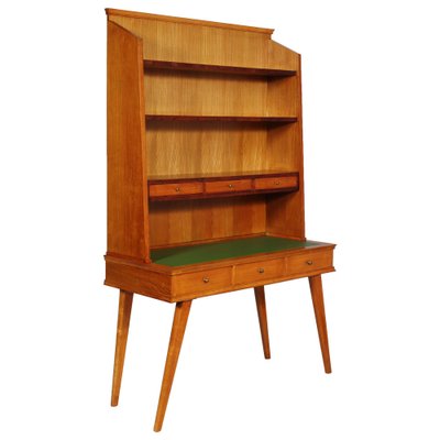 Mid-Century Modern Maple Wood Desk with Bookcase in the style of Ico Parisi, 1950s-NJV-747252