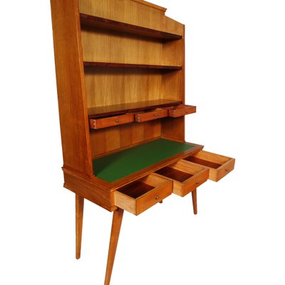 Mid-Century Modern Maple Wood Desk with Bookcase in the style of Ico Parisi, 1950s-NJV-747252