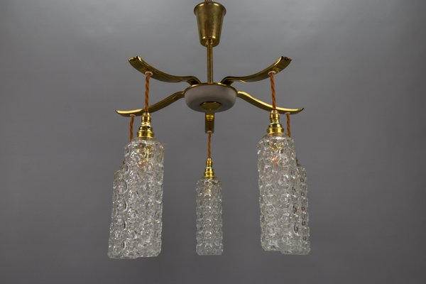 Mid-Century Modern Metal and Clear Glass 5-Light Chandelier, 1950s-KEG-1705449