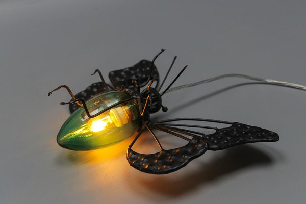 Mid-Century Modern Metal and Green Murano Glass Wall Lamp Butterfly, Italy, 1960s-KEG-1669962