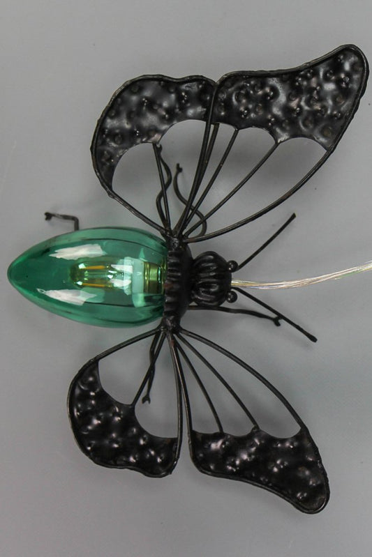 Mid-Century Modern Metal and Green Murano Glass Wall Lamp Butterfly, Italy, 1960s