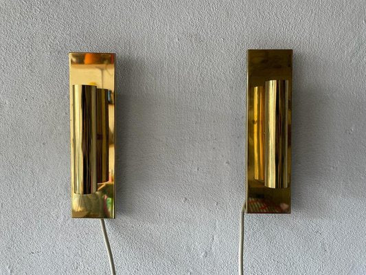 Mid-Century Modern Minimalist 2-Side Brass Sconces from Doria, Germany, 1960s, Set of 2-RDS-1210091