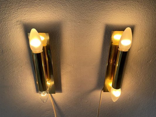 Mid-Century Modern Minimalist 2-Side Brass Sconces from Doria, Germany, 1960s, Set of 2-RDS-1210091