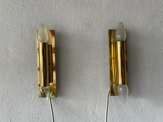 Mid-Century Modern Minimalist 2-Side Brass Sconces from Doria, Germany, 1960s, Set of 2-RDS-1210091