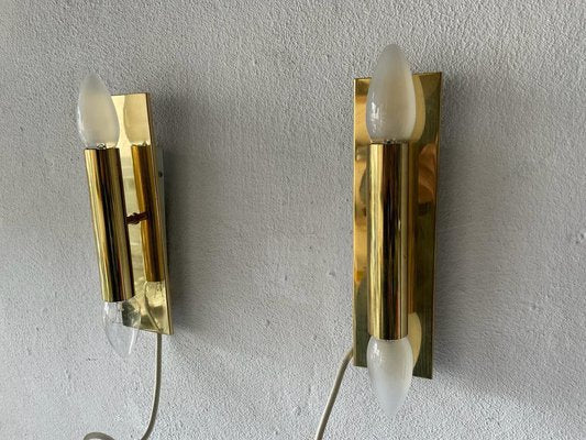 Mid-Century Modern Minimalist 2-Side Brass Sconces from Doria, Germany, 1960s, Set of 2-RDS-1210091