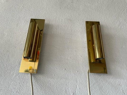 Mid-Century Modern Minimalist 2-Side Brass Sconces from Doria, Germany, 1960s, Set of 2-RDS-1210091