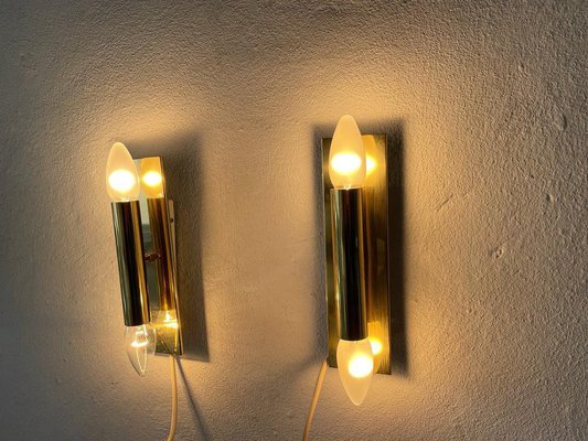 Mid-Century Modern Minimalist 2-Side Brass Sconces from Doria, Germany, 1960s, Set of 2-RDS-1210091