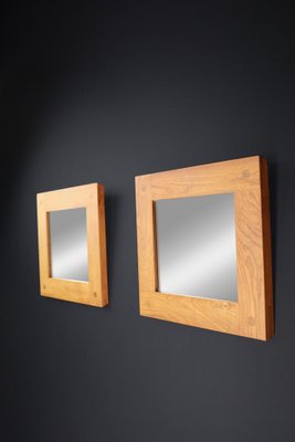 Mid-Century Modern Mirrors in Elm by Pierre Chapo, France, 1970s, Set of 2-TRW-1702345