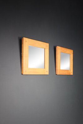 Mid-Century Modern Mirrors in Elm by Pierre Chapo, France, 1970s, Set of 2-TRW-1702345