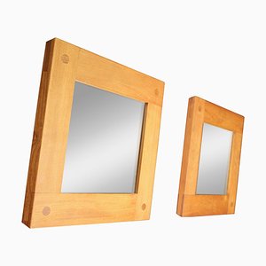 Mid-Century Modern Mirrors in Elm by Pierre Chapo, France, 1970s, Set of 2-TRW-1702345