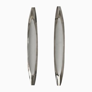 Mid-Century Modern Model 2254 Metal and Opaline Glass Sconces by Fontana Arte, Italy, 1960s, Set of 2-FUE-1756986