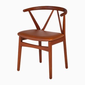 Mid-Century Modern Model 255 Teak and Leather Dining Chair by Henning Kjærnulf for Bruno Hansen, Denmark, 1960s-ZGQ-1734670