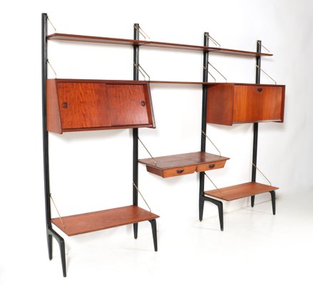 Mid-Century Modern Modular Wall Unit in Teak by Louis van Teeffelen for Wébé, 1950s, Set of 13-MY-1780739