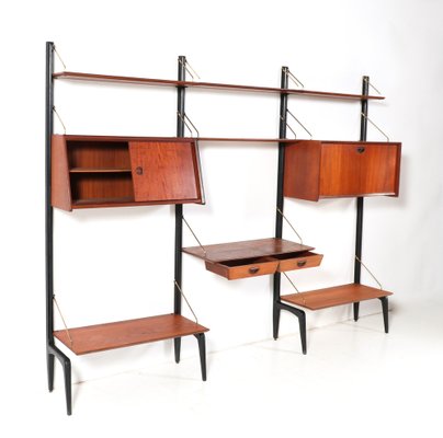 Mid-Century Modern Modular Wall Unit in Teak by Louis van Teeffelen for Wébé, 1950s, Set of 13-MY-1780739