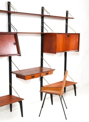 Mid-Century Modern Modular Wall Unit in Teak by Louis van Teeffelen for Wébé, 1950s, Set of 13-MY-1780739