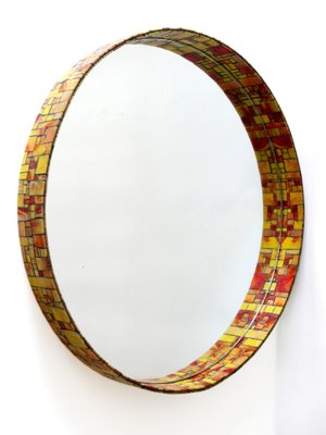 Mid-Century Modern Mosaic Framed Circular Wall Mirror, Italy, 1960s-WPT-716566