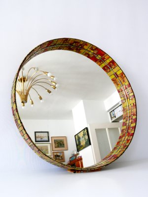 Mid-Century Modern Mosaic Framed Circular Wall Mirror, Italy, 1960s-WPT-716566