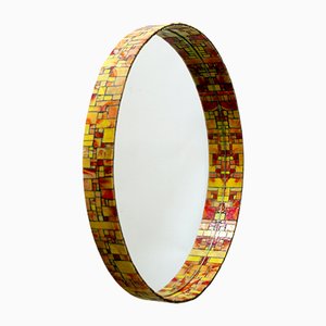 Mid-Century Modern Mosaic Framed Circular Wall Mirror, Italy, 1960s-WPT-716566