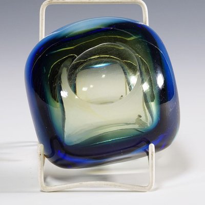 Mid-Century Modern Murano Blue and Yellow Sommerso Art Glass Bowl, 1960s-KJP-1726004