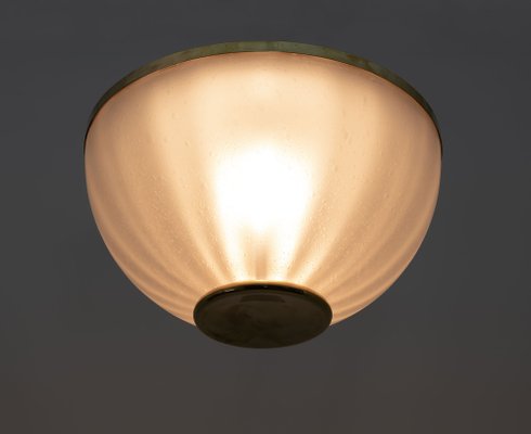 Mid-Century Modern Murano Glass and Brass Ceiling Light, 1970s-FER-1748058