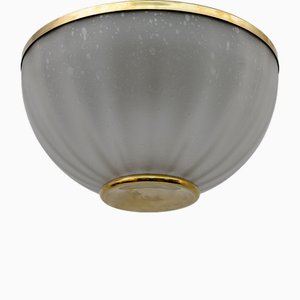 Mid-Century Modern Murano Glass and Brass Ceiling Light, 1970s-FER-1748058