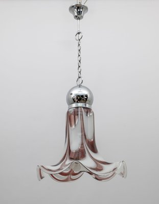 Mid-Century Modern Murano Glass and Steel Pendant from AV Mazzega, Italy, 1970s-FER-1736996